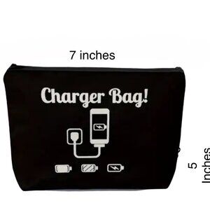 Black Charger Bag Travel Pouch Electronic Cable Organizer 7x5